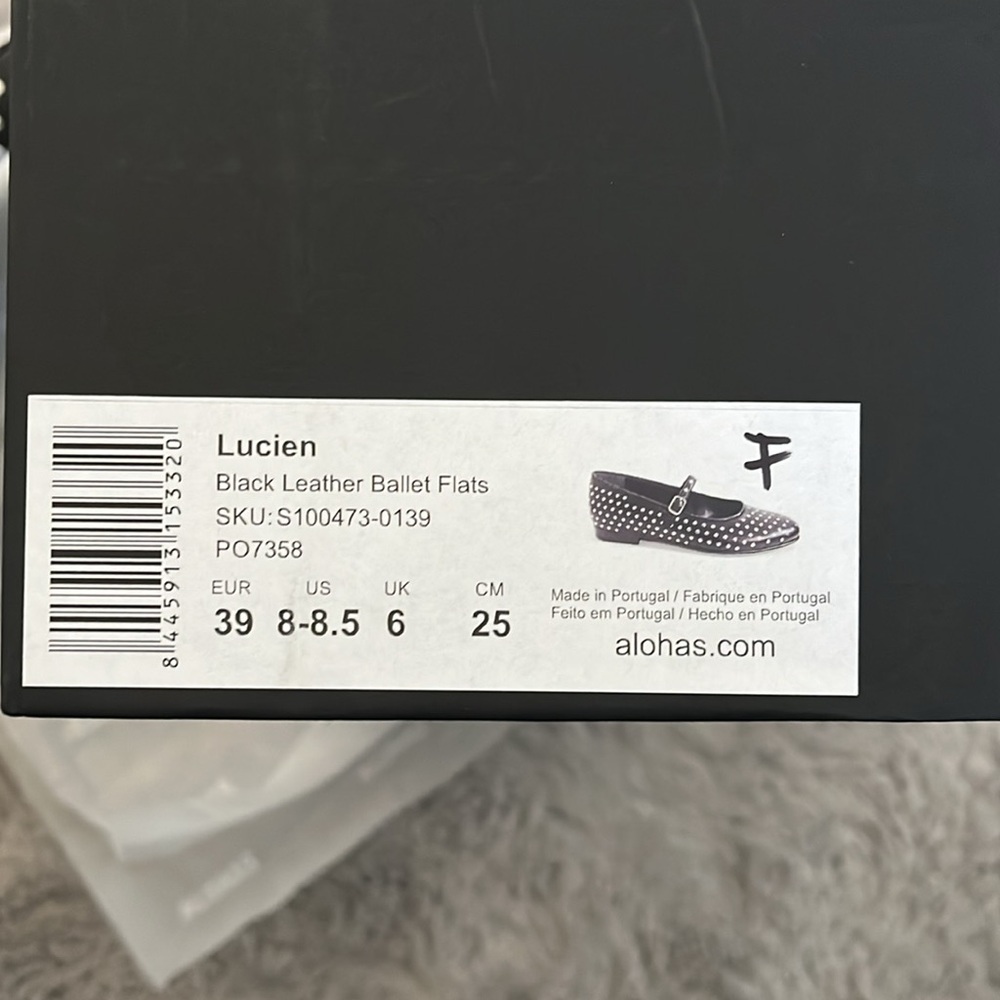 ALOHAS Lucien Black Leather Ballet Flats Pointed Toe EU39 US8.5 NWT Luxury - Picture 6 of 12